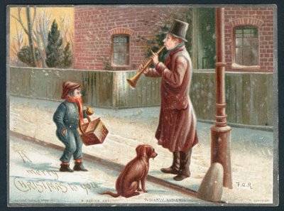 Una audiencia escasa - Tarjeta victoriana de Navidad de English School