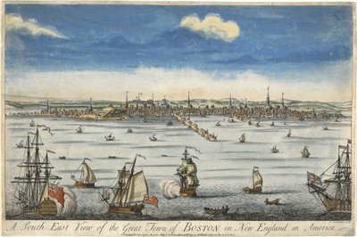 Vista Sureste de la Gran Ciudad de Boston en Nueva Inglaterra, c. 1730 de English School