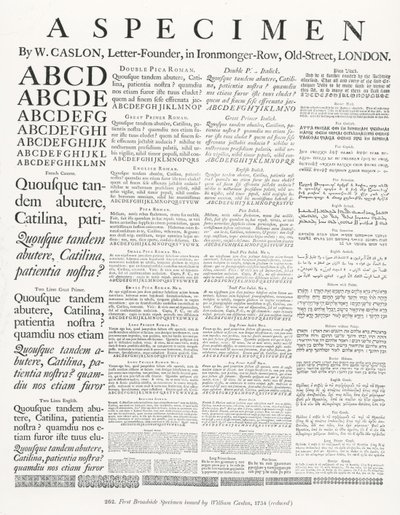 Un espécimen de W.Caslon de English School
