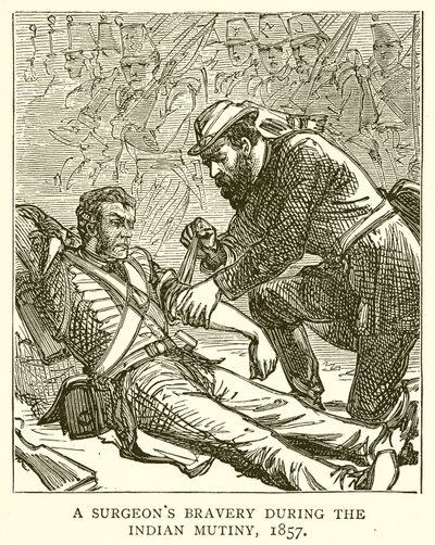 El Valor de un Cirujano durante el Motín Indio, 1857 de English School