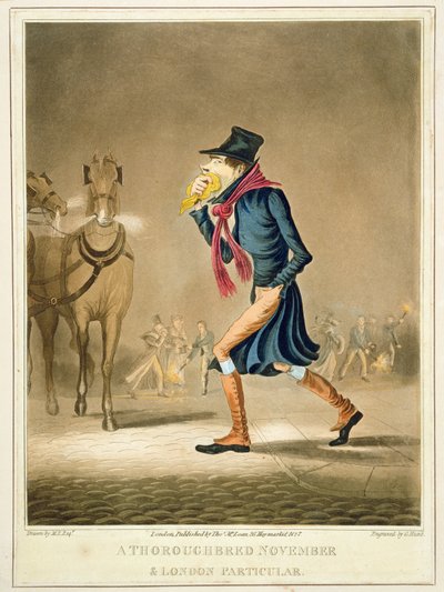 Un pura sangre noviembre y particular de Londres, grabado por George Hunt, publicado por Thomas McLean, Londres, 1827 de English School