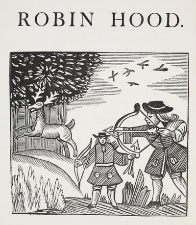 Un verdadero cuento de Robin Hood, ilustración de Chap-books del siglo XVIII de John Ashton, pub. 1882 de English School
