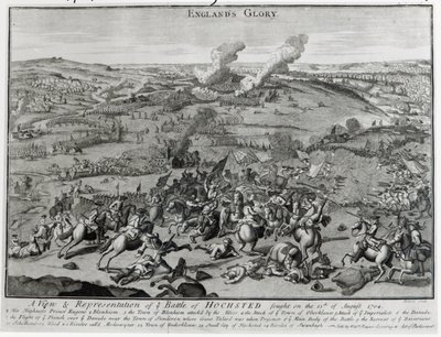 Vista y Representación de la Batalla de Hochsted, 13 de agosto de 1704 de English School