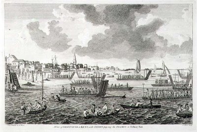 Vista de Gravesend en Kent, con Tropas Pasando el Támesis hacia el Fuerte Tilbury de English School
