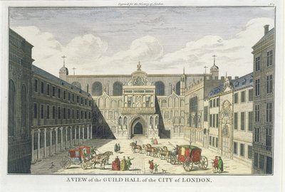 Vista del Guild Hall de la Ciudad de Londres, de La Historia de Londres, finales del siglo XVIII de English School