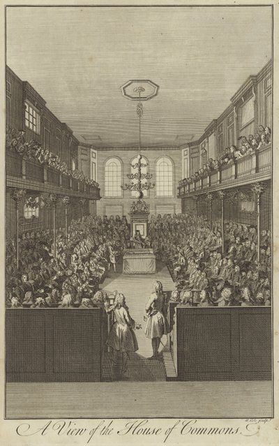Vista de la Cámara de los Comunes, Westminster de English School