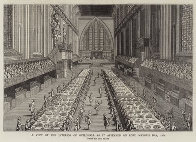 Una vista del interior del Guildhall como apareció en el día del alcalde de English School