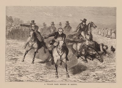 Una carrera de pueblo en Sajonia (grabado) de English School