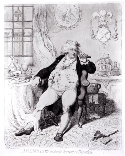 Un voluptuoso bajo los horrores de la digestión, publicado en 1792 de English School