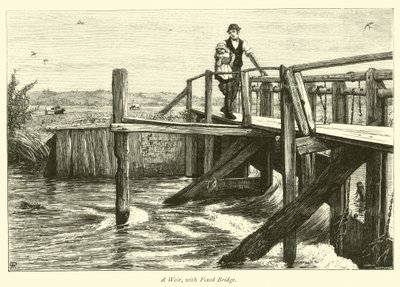 Un vertedero, con puente fijo de English School