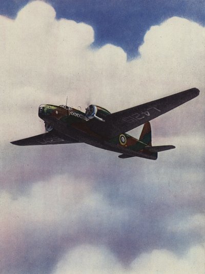 Un bombardero Wellington alto entre las nubes de English School