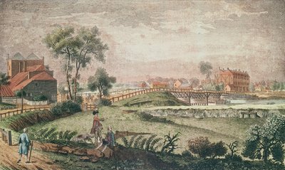Vista oeste del Puente de Chelsea, 1761 de English School