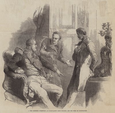 Un ministro sabio anulado, M Guizot Rey Luis Felipe, y el Duque de Montpensier (grabado) de English School