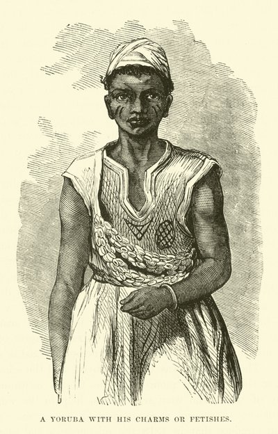 Un Yoruba con sus amuletos o fetiches de English School