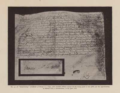 Un certificado de "dinero de sangre" de Jorge I.