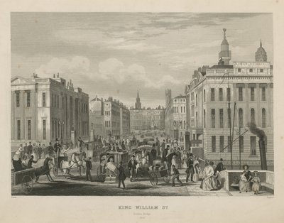 Una escena de calle concurrida en King William Street de English School