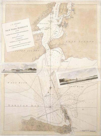 Un mapa del puerto de Nueva York, 1774-1779 de English School