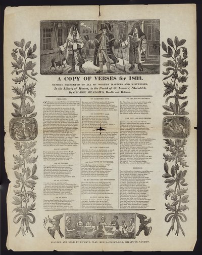 Una copia de versos para 1833 de English School