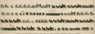 Una vista correcta de la procesión fúnebre de su difunta Majestad la Reina Carolina cuando pasaba por la Ciudad de Londres el 14 de agosto de 1821 de English School