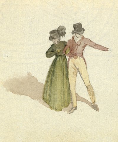 Una pareja paseando, c.1825 de English School