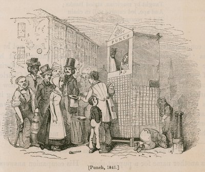 Una multitud se reúne para ver un espectáculo de Punch & Judy de English School