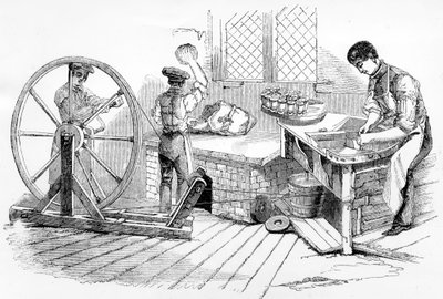 Un día en la Real Fábrica de Porcelana, Worcester, 1843 de English School