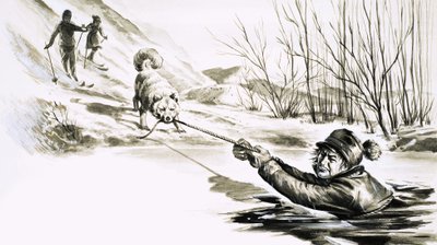 Un perro rescata a un hombre de un charco helado de English School