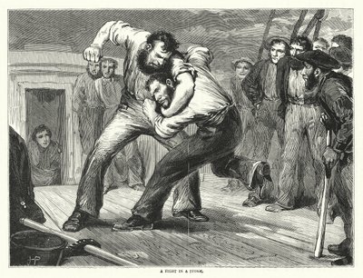Una pelea en una tormenta (grabado) de English School
