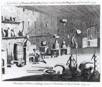 Una primera vista de la química práctica comenzada en la Universal Magazine en diciembre de 1747 de English School
