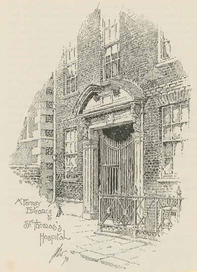 Una antigua entrada al Hospital St Thomas, Londres de English School