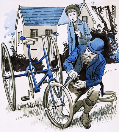 Una manguera de jardín proporcionó a John Dunlop un paseo en bicicleta suave de English School