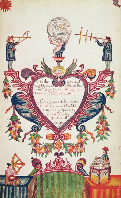 Un regalo dedicado a Carlos II por Bartholomew Sharp, c.1681 de English School