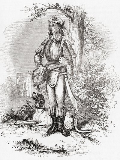 Un gran halconero, de la vieja Inglaterra: A Pictorial Museum, pub. 1847 de English School