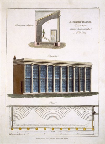 Un invernadero para John Elliott en Pimlico, Londres, 1806 de English School