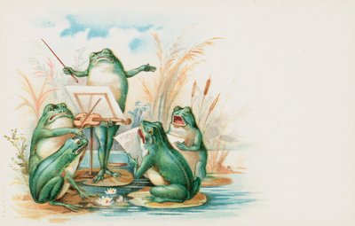 Un grupo de ranas musicales de English School