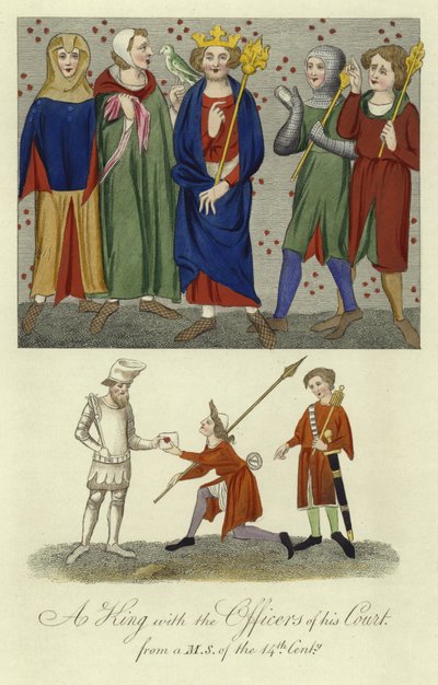 Un rey y los oficiales de su corte, siglo XIV de English School