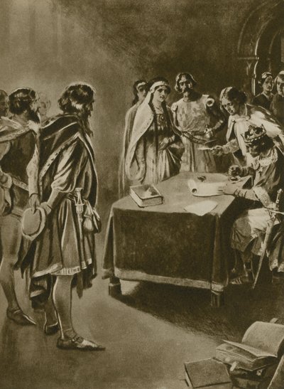 Carta real de un rey para excavar carbón (grabado) de English School