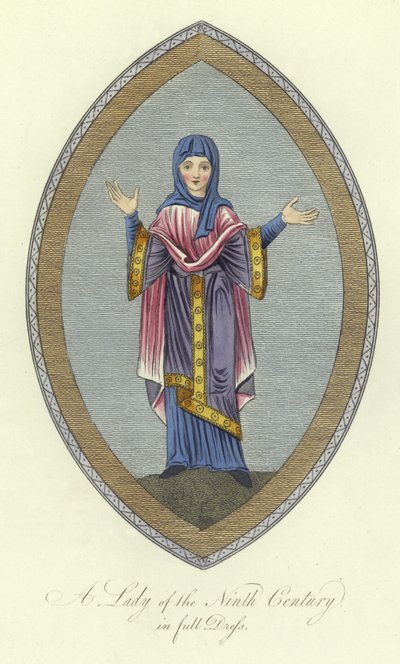 Una dama del siglo IX en traje completo de English School