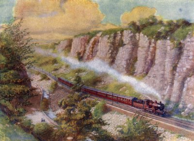 Un tren de pasajeros largo de English School