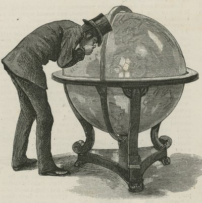 Un hombre de Lloyds estudiando un globo de English School