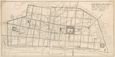 Un mapa del modelo de Londres romano en exhibición en la cripta de All-Hallows-by-the-Tower de English School