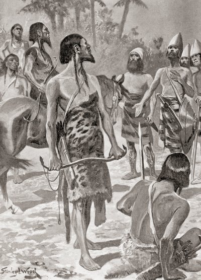 Un encuentro entre los fundadores tirios de Cartago y los jefes libios, de la Historia de las Naciones de Hutchinson, pub.1915 de English School