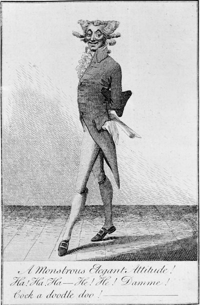 ¡Una actitud monstruosamente elegante! 1790 (aguafuerte) de English School