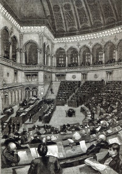 Una sesión nocturna en la Cámara de Diputados de Italia, de 