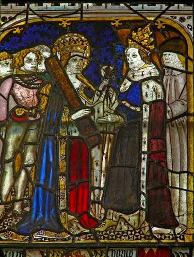 Un panel en la ventana este que representa a Santa Elena con el emperador Constantino de English School