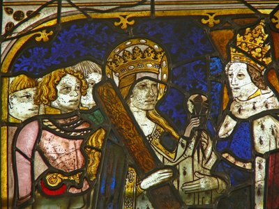 Un panel en la ventana este que representa a Santa Elena con el emperador Constantino de English School