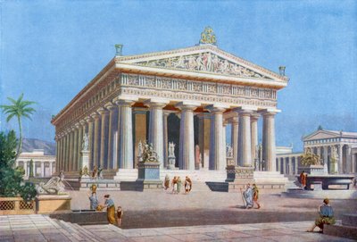 Un santuario incomparable del Gran Dios del Mar: el Templo de Poseidón en Paestum (litografia en color) de English School