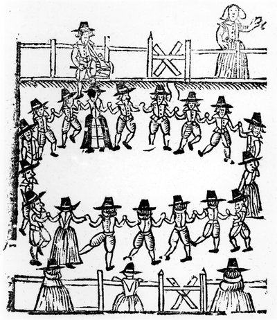 Una danza en círculo, una ilustración de A Book of Roxburghe Ballads de English School