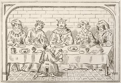 Un banquete real, de La Historia Nacional y Doméstica de Inglaterra por William Hickman Smith Aubrey (1858-1916) publicada en Londres, c.1890 de English School