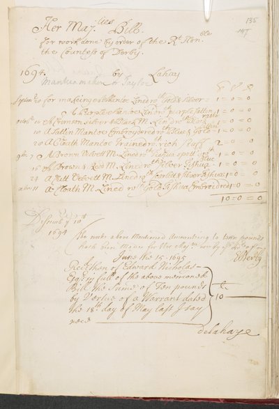 Un documento real, Add MS 5751 A, f.135 de English School
